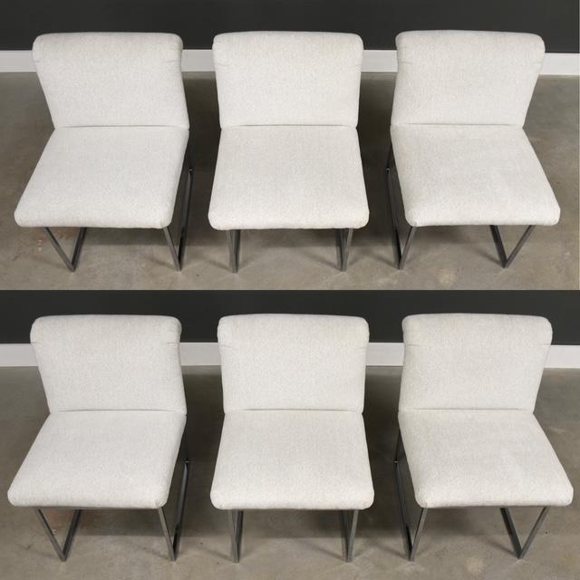 Mid-Century Modern 1960s Milo Baughman White and Chrome Dining Chairs - Set of 6 For Sale - Image 3 of 10