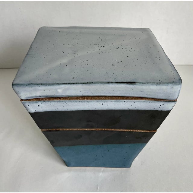 Vintage Handmade Glazed Pottery Three Pieces Box For Sale - Image 4 of 12