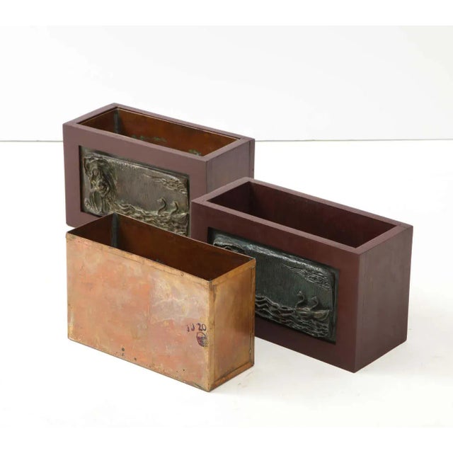 1940's French Signed Bronze Planters - A Pair For Sale - Image 12 of 13