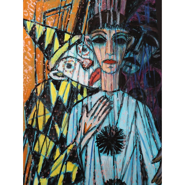 Emil Betzler, Harlequins 2, German Expressionist Work on Paper For Sale - Image 3 of 5