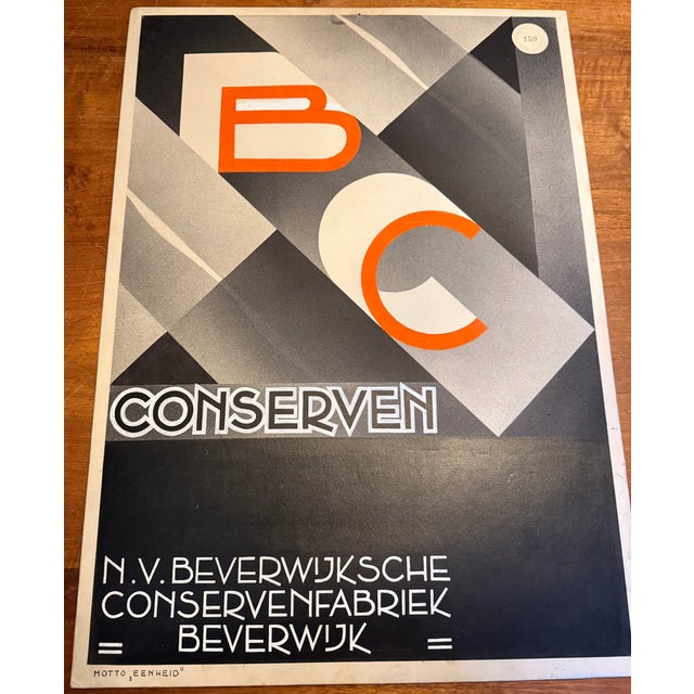 Vintage Advertising Sign from N.V. Beverwijksche Conservenfabriek, 1935 For Sale - Image 6 of 6