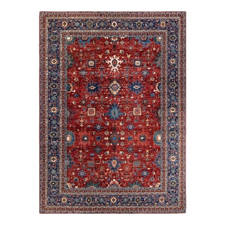 Serapi, One-of-a-Kind Hand-Knotted Runner Rug - Orange, 9' 10" x 13' 7" For Sale