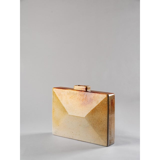 1980s Rectangular Vase in Glazed Ceramic by Leandro Lega, 1982 For Sale - Image 5 of 13