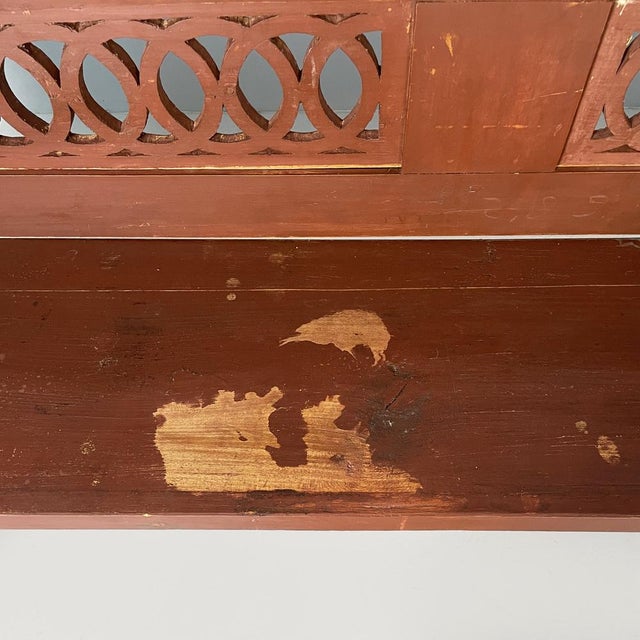 Red Art Deco Italian Bench in Red Wood, 1930s For Sale - Image 8 of 18
