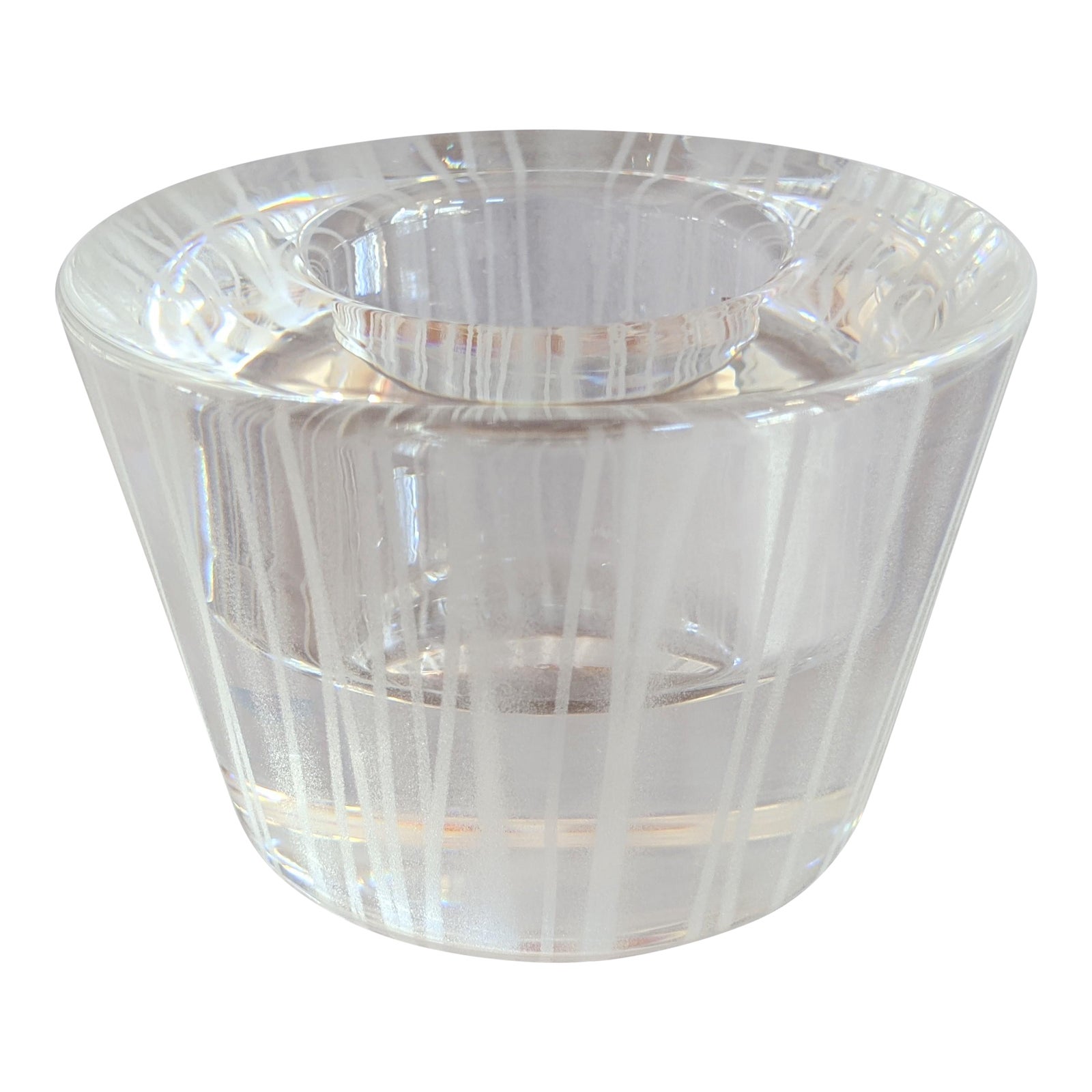 Vintage Orrefors Crystal Striped Votive Tealight Candle Holder Chairish
