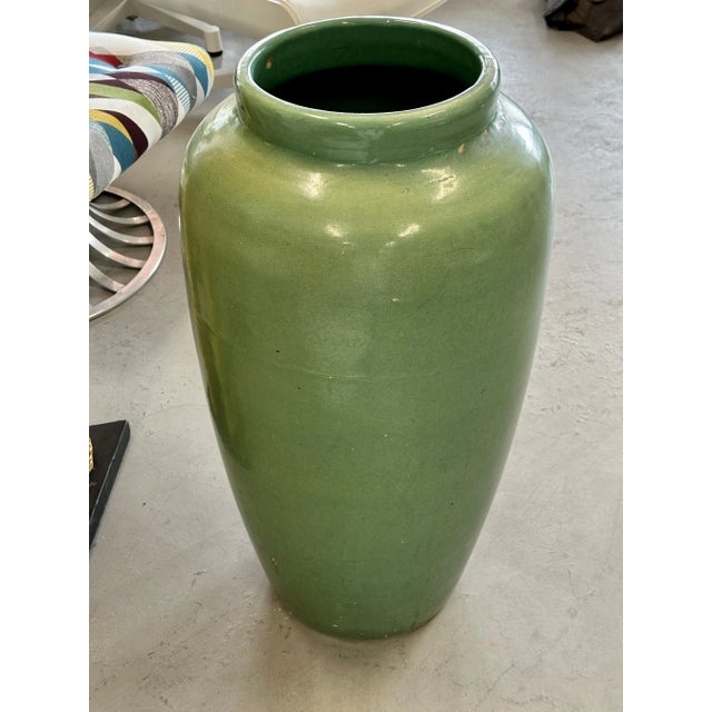 1940s 1940s Green Glazed Stoneware Oil Jar For Sale - Image 5 of 12
