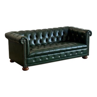 1980s Vintage Leather Chesterfield For Sale