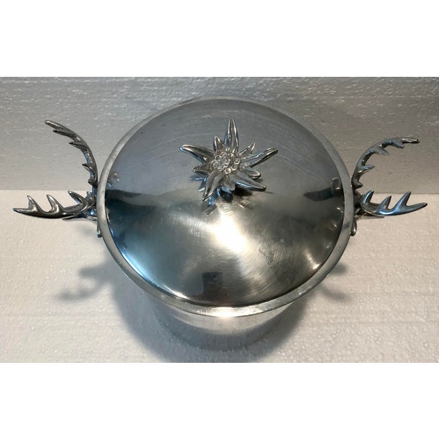 Vintage Silver Mariposa Stag Handles Ice Bucket With Drain Disc For Sale In West Palm - Image 6 of 8