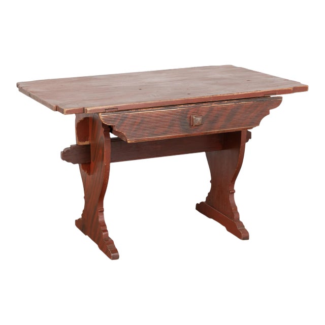 Original Red Painted Farm Table With Drawer, Sweden Circa 1820-40 For Sale