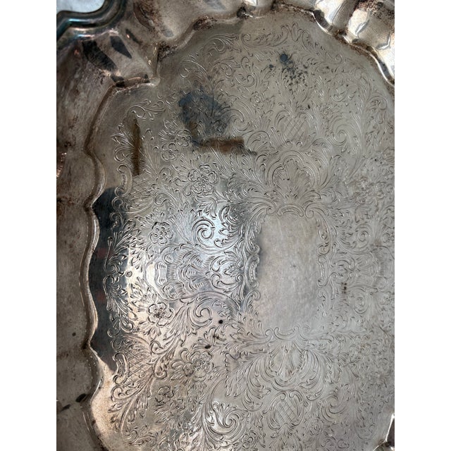 Midcentury Assorted Set of English Silver Trays, Set of Three For Sale - Image 13 of 14