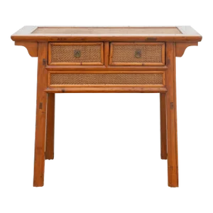 20th Century Wood & Rattan Altar Table