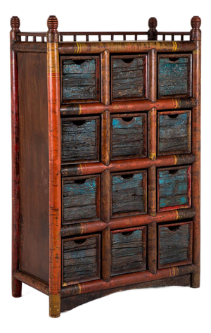 Storage Cabinet in Faux Bamboo and Teak