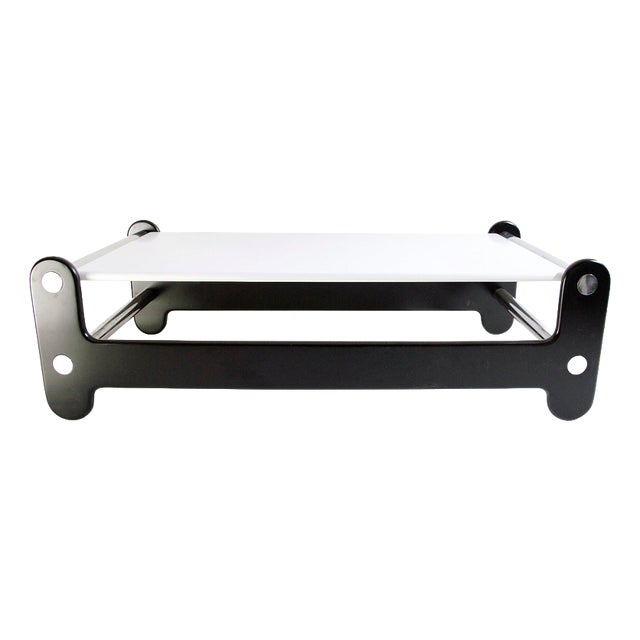 Black and White Coffee Table in Lacquered Wood and Chrome, Italy, 1970s For Sale