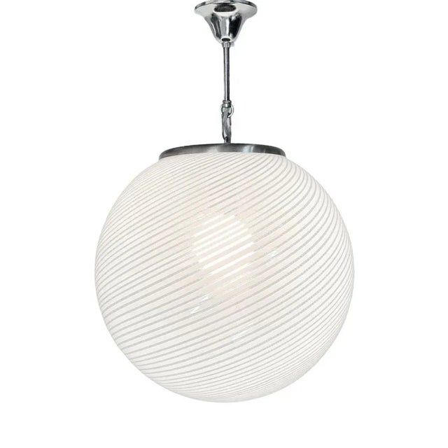 Mid-Century White and Crystal Murano Glass Reticello Light by Mario Botta for Venini, 1970s For Sale - Image 6 of 18