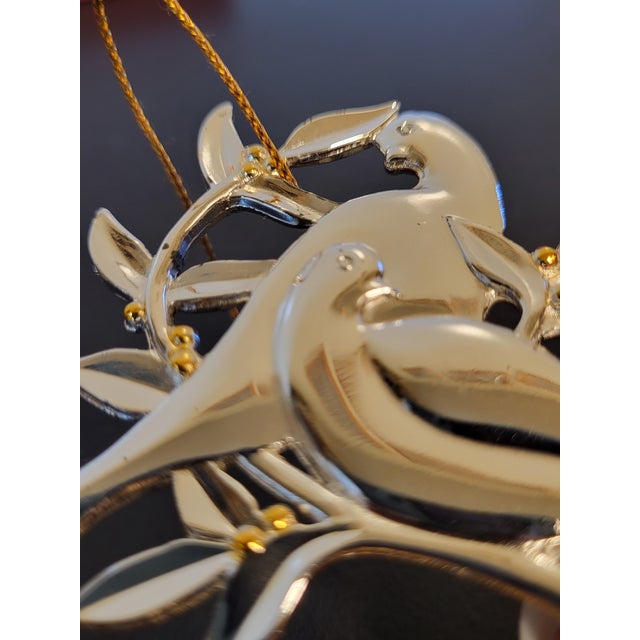 Dansk Dansk Two Turtle Doves Silverplate Christmas Ornament For Sale - Image 4 of 9