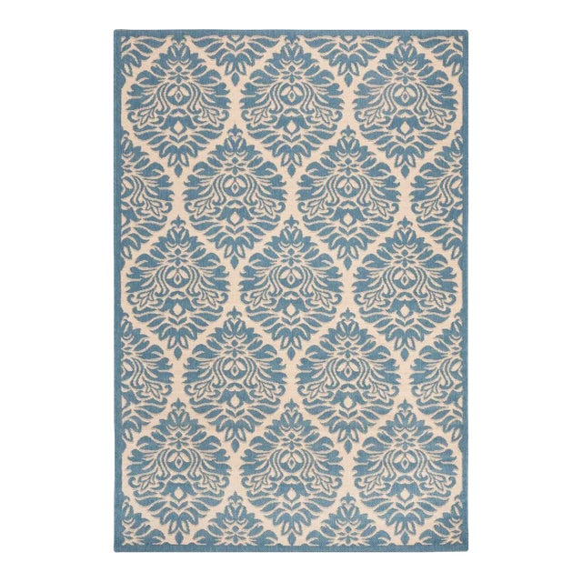 Diver Bay Indoor Outdoor Rug Cream & Blue 5'3"x7'6" For Sale