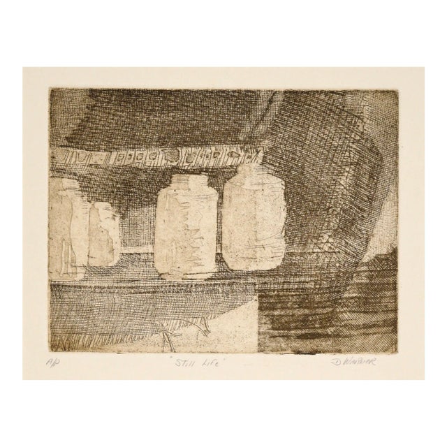 "Still Life" - Etching in Ink on Paper (Artist's Proof) by Doris Warner For Sale