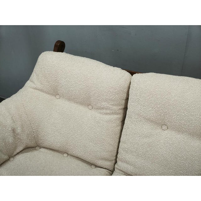 Brutalist Oak and Bouclé 3-Seater Sofa, Former Czechoslovakia, 1970s For Sale - Image 13 of 17