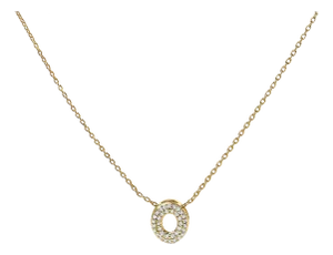 10K Yellow Gold Diamond Accent "O" Initial Bubble Pendant Necklace