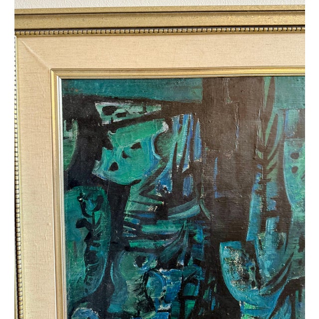 Yosl Bergner, Israeli Expressionist Oil Painting Yosl Bergner Modernist Abstract Composition, 1961 For Sale - Image 9 of 13