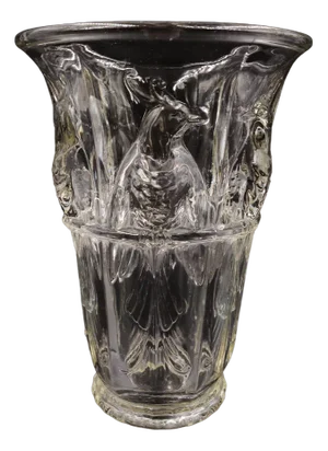 French Art Deco Glass Vase with Cockatoo Motif by Verlux, 1930s