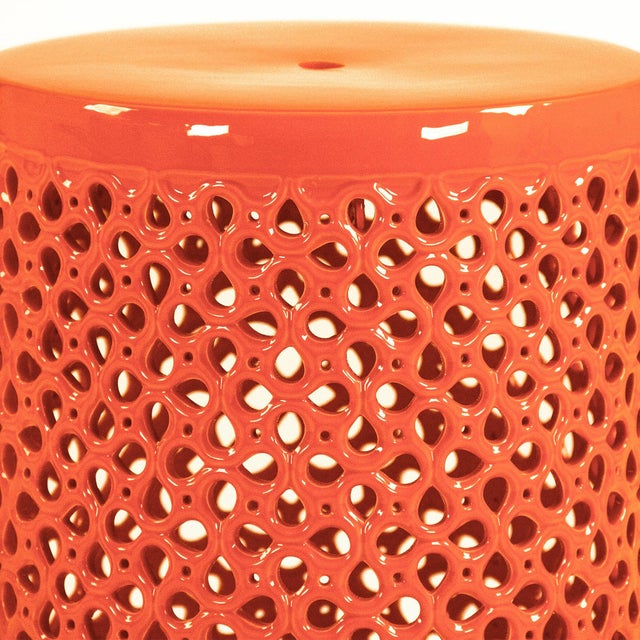 Lanie Celadon Blue Glaze Lattice Garden Stool For Sale - Image 9 of 10