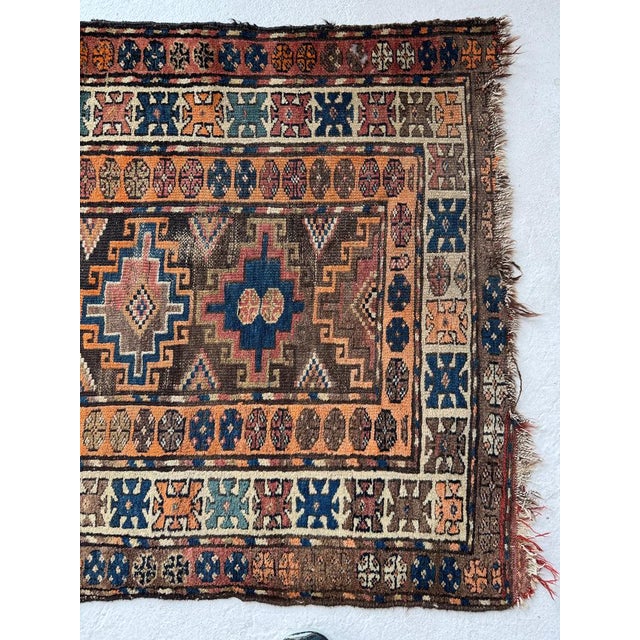 1930s Tangerine Melon Beautiful Tribal Pattern Rug 3.5 x 10 For Sale In Milwaukee - Image 6 of 9