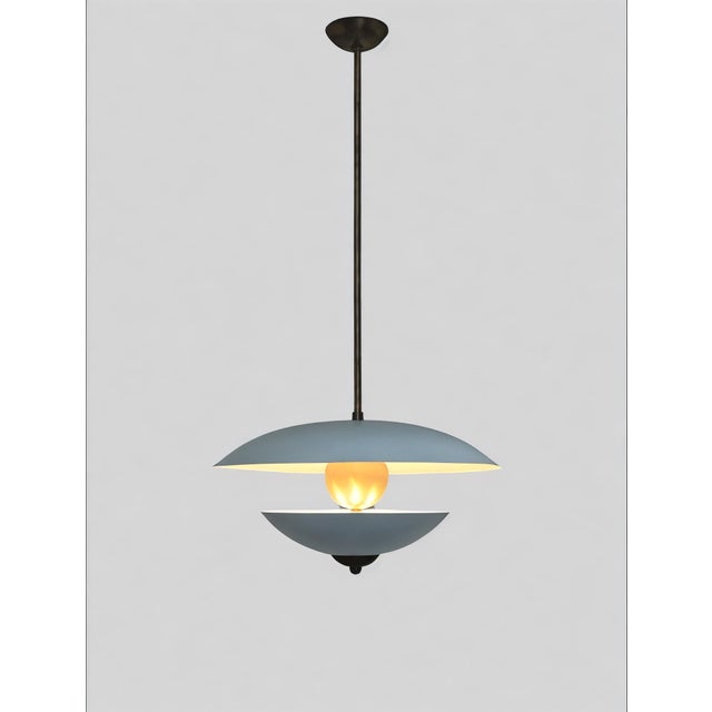 Mid-Century Modern Handcrafted Pearl Look Brass Pendant Light For Sale - Image 3 of 9