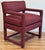Wood Vintage MCM Burgundy Parsons Style Arm Chair For Sale - Image 7 of 11