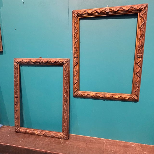 Antique Carved Wooden Frames with Bronzed Gilding, 1800, Set of 2 For Sale - Image 11 of 11