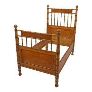 Antique Faux Bamboo Toddler Bed or Daybed Vintage Maple Wood Window Seat Bench French Style