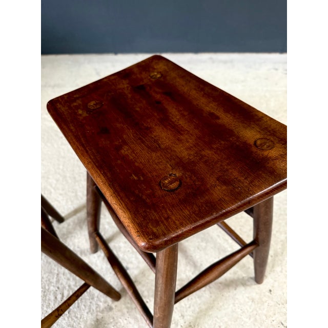 Antique Handmade Ladder Stools, 1890s, Set of 2 For Sale - Image 16 of 18