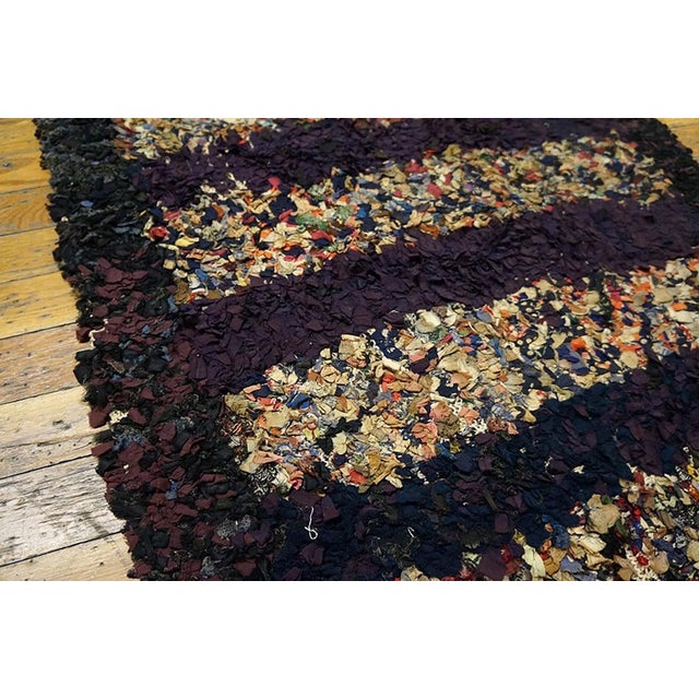 American 1900s Multicolor Stripe Antique American Shaker Rag Rug 2' X 3' Handmade Wool Carpet For Sale - Image 3 of 4