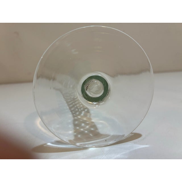 Late 20th Century Set of 7 Champagne Flutes Mouth Blown Glass W/ Hollow Stem For Sale - Image 5 of 6