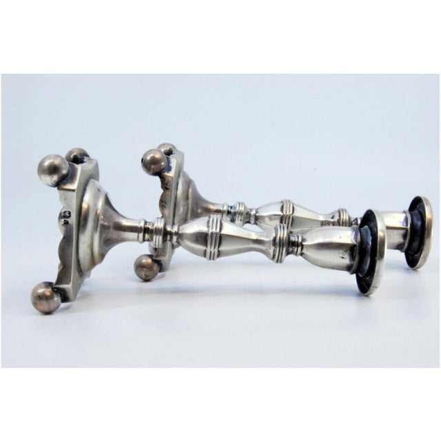 Low Silver Candlesticks with Fluted Reliefs, Set of 2 For Sale - Image 3 of 8