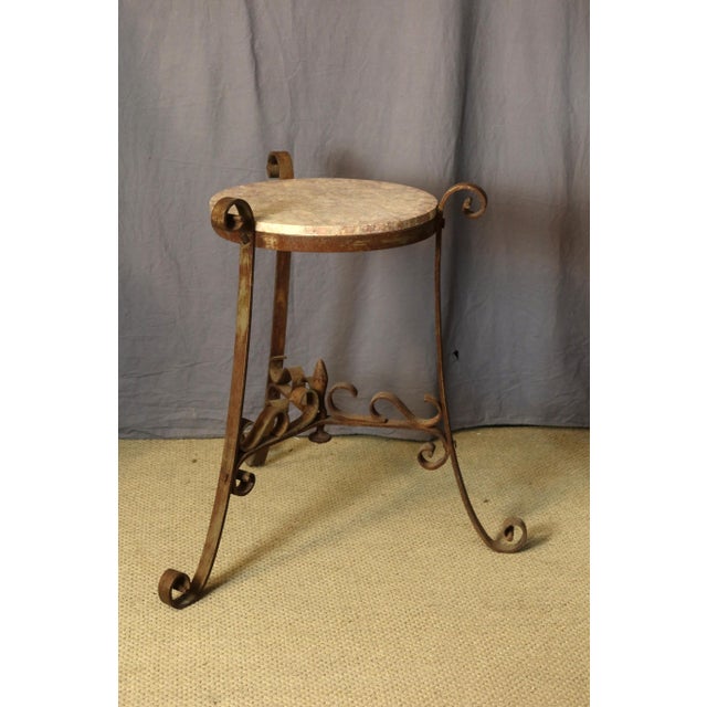 Metal Iron Pedestal Table with Marble Shelf, 1890s For Sale - Image 7 of 10