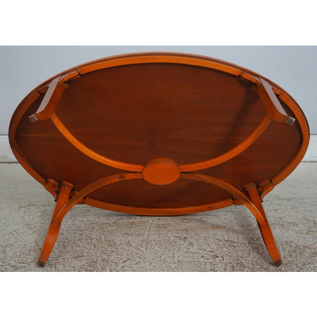 English Yew Wood Oval Coffee Cocktail Table For Sale - Image 13 of 13