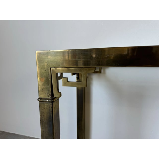Hollywood Regency Mastercraft Greek Key Brass Console Table/ Sold For Sale - Image 4 of 12