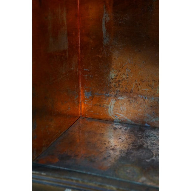 Wood Antique Art Deco Walnut Carved Smoking Stand Tin Lined Humidor Magazine Rack For Sale - Image 7 of 16