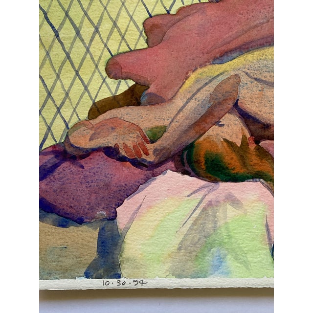 Original Watercolor Painting of a Female Nude by Jon Hall 1990s For Sale - Image 4 of 6