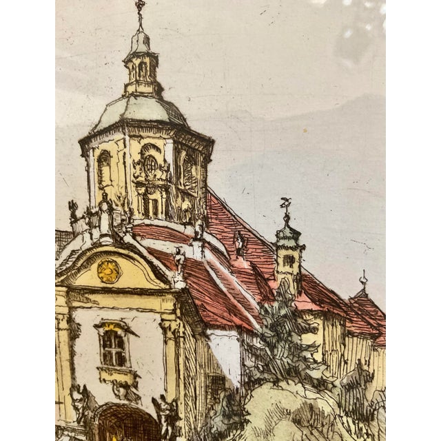 Mid 20th Century Vintage Hand Colored Etching by Austrian Artist Herta Czoernig - Framed For Sale - Image 5 of 12