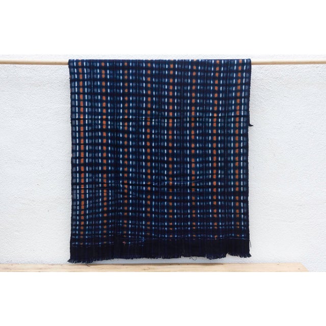 African Rhythm Grid Indigo Mud Cloth For Sale - Image 3 of 7
