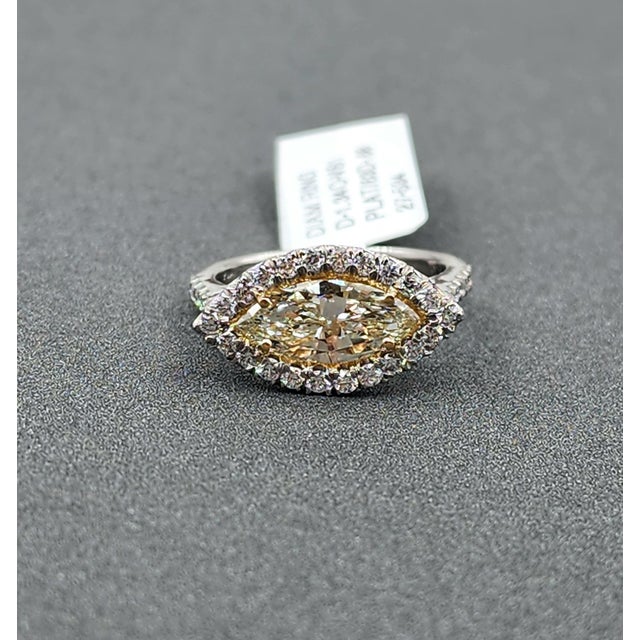 1.34 Ct Natural Yellow Marquise Diamond Ring, Size 6.5 For Sale - Image 4 of 9