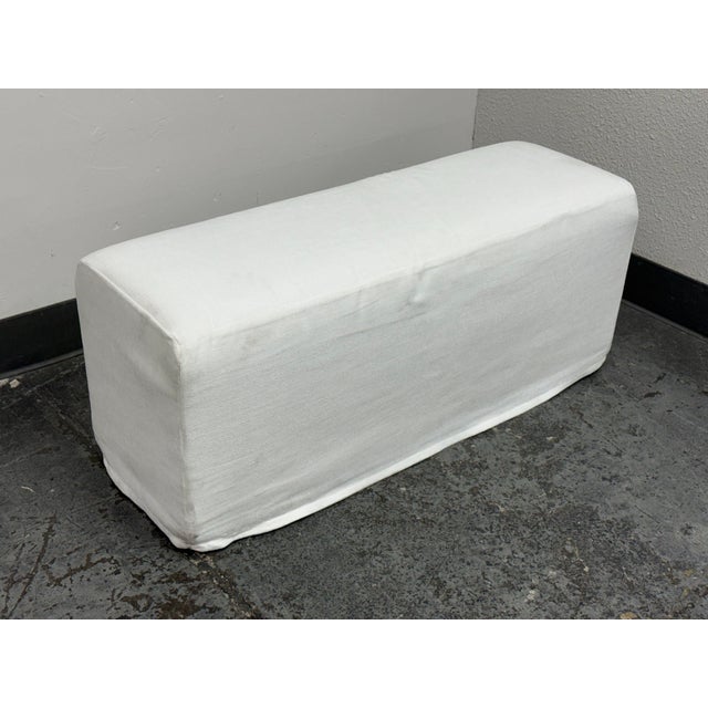 Bespoke Woven Chenille Dining Bench For Sale - Image 4 of 12