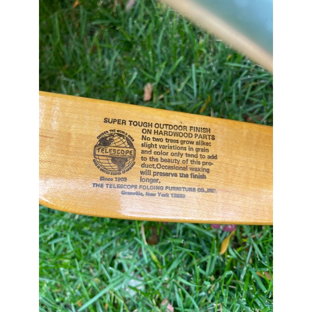 Pair of Vintage C. 1970’s Aluminum and Hardwood Folding Lawn Chairs For Sale - Image 12 of 14