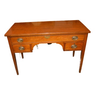 Vintage 1960s Federal Biggs Furniture 3 Drawer Solid Dark Mahogany Writing Desk For Sale
