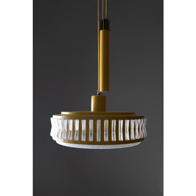 Extendable Pendant Lamp in Yellow Metal and Plastic, 1970s For Sale - Image 6 of 13
