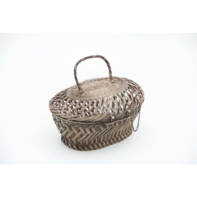 Silver Wire Basket with Tilting Handle For Sale - Image 4 of 4