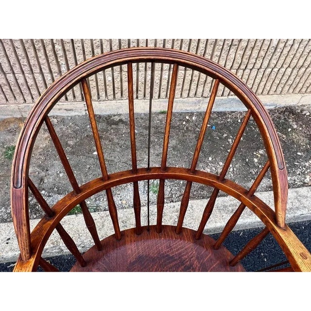 Brown Pair of Antique Oak Sack Back Windsor Armchairs 19th Century For Sale - Image 8 of 12