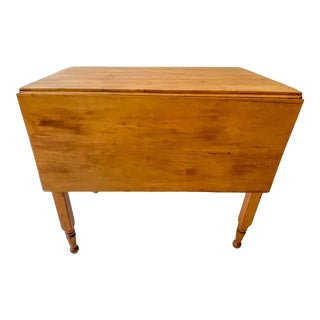 Early Antique Pine Drop Leaf Table For Sale